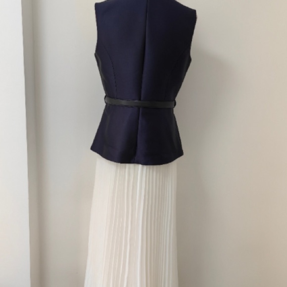Self-Portrait Navy Taffeta Midi Dress - Picture 9 of 13